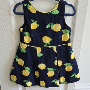 Janie And Jack Navy Dress with Lemon Print
